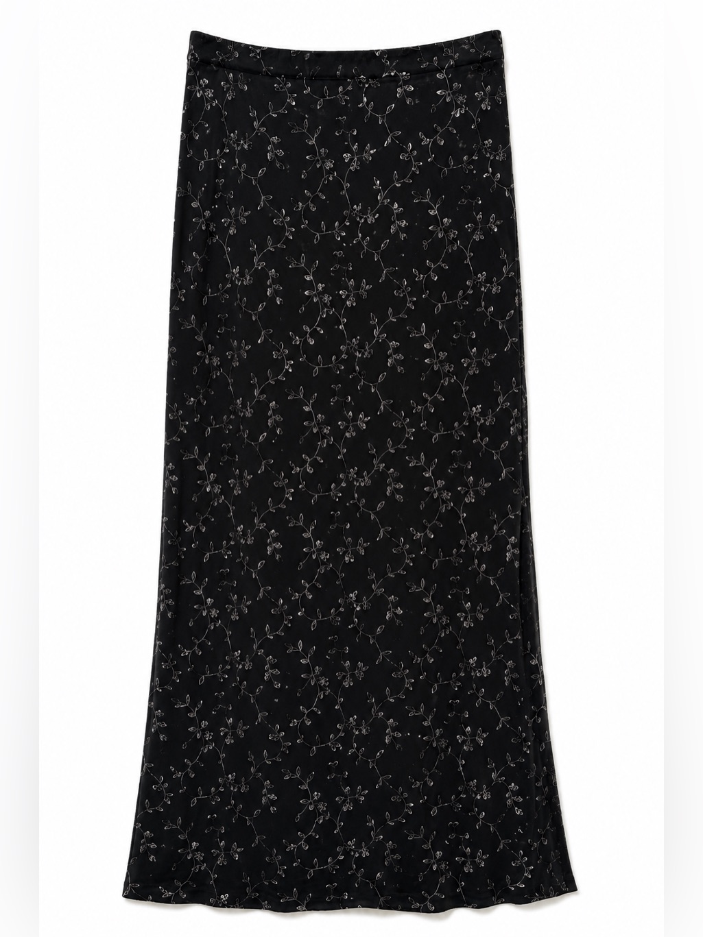 Vintage Cabrais Collection Black Floral Glitter Maxi Skirt Small Made In Usa